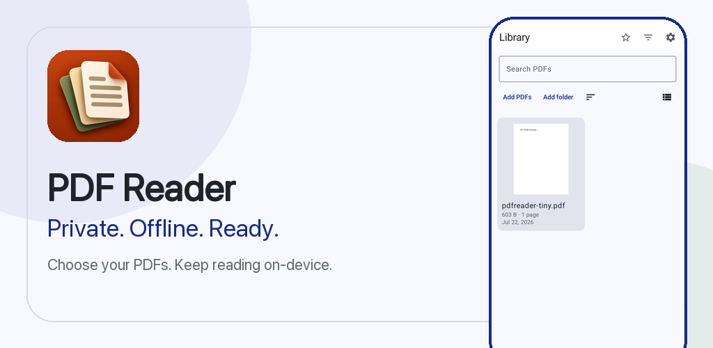 PDF Reader product overview showing its document library